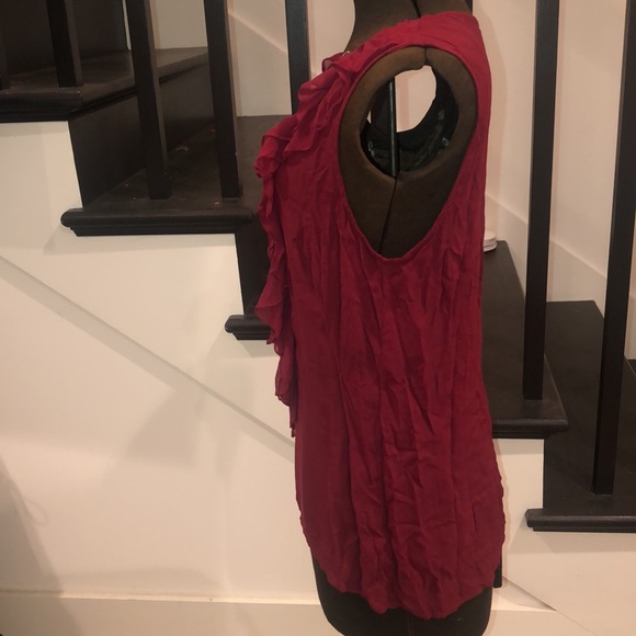 Maroon Deep V-Neck Ruffle Blouse - Picture 4 of 8